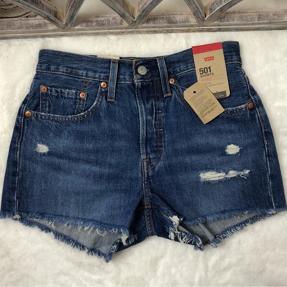 Levi’s  501  High Rise Cutoff denim short button fly Size 26 NWT - Picture 3 of 16